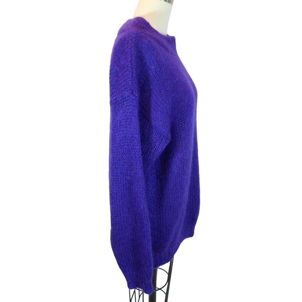 Vintage RAFAELLA Fuzzy Mohair Blend Chunky Knit Pullover Sweater Size M Purple - Picture 3 of 6